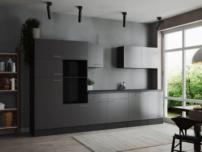 Produktbild von Küche Küchenzeile Leerblock Grau Matt Grau Oliver 340 cm Respekta