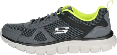 Produktbild von Skechers Track, Herren Leder und Mesh Sneakers, Sportschuhe in grau, Memory Foam-Fußbett, weiche Skechers Laufsohle