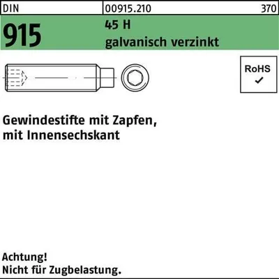 Produktbild von Reyher Gewindestifte DIN 915 45 H M 10x40 galv. vz (100 Stück)