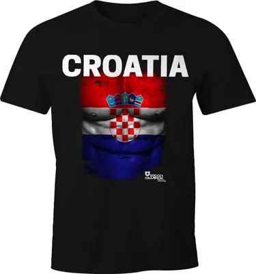 Produktbild von EM T-Shirt Herren Fußball Kroatien Flagge Fanshirt Waschbrettbauch MoonWorks®  XL