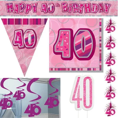 Produktbild von 40. Geburtstag Party Deko in pink Partyset / Partyartikel