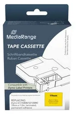 Imagen del producto de MediaRange MRDY45808 MediaRange Schriftbandka. Komp. Dymo 19mmx7m schwarz/gelb