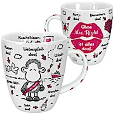 Produktbild von Sheepworld 46510 Tasse Ohne Mrs Right ist alles doof, Kussmu