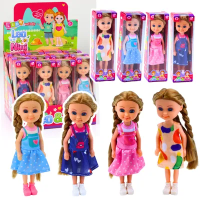 Productafbeelding van Minipop met lang haar in jurk 15 cm mix