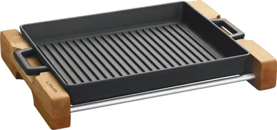 Zdjęcie produktu dla LAVA METAL Żeliwna płyta grillowa 26x32 cm z drewnianą podstawką