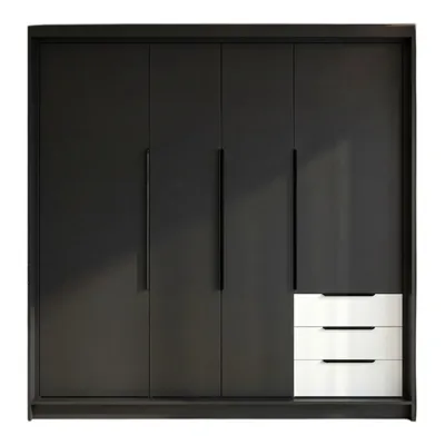 Produktbild von Geräumiger vier-türiger Kleiderschrank KLARI mit Schubladen und Metallgriffen – modernes Design