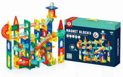 Zdjęcie produktu dla Klocki Magnetyczne Tor Kulkowy Kulodrom Świecący LED 105 el. Zestaw 3D