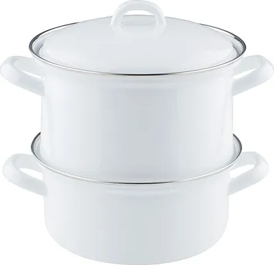 Produktbild von Riess Kartoffelkocher mit Deckel Ø18cm 2 Liter 3 teilig Classic Weiss Emaille