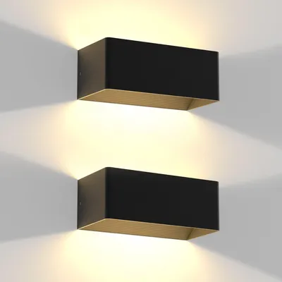 Image de ZMH LED wall light 2pcs indoor and outdoor black wall lamp warm white hallway lamp IP20 waterproof outdoor wall lamp 5W garden