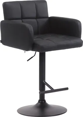 Produktbild von Barhocker SUTUN - Kunstleder Schwarz 60x56x93 cm Schwarz | Barstuhl Höhenverstellbar Mit Lehne Drehbar Tresenhocker Tresenstuhl Kneipenhocker