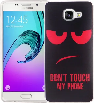 Produktbild von Handy Hülle für Samsung Galaxy A5 2016 Cover Case Schutz Tasche Motiv Slim Silikon TPU Dont Touch my Phone Rot