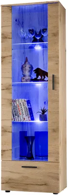 Obrázek produktu pro Extreme Furniture T40 Vitrína | Skleněná Vitrína Do Obývacího Pokoje Se 3 Skleněnými Policemi A 2 Dveřmi Kostra Wotan A Přední Části Wotan