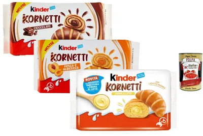 Produktbild von Ferrero Italian Gourmet Bundle – Gefüllte Mini-Croissants Mix (Schokolade, Milchcreme, Pfirsich-Aprikose) 3x252 g (756 g) Frühstück & Snackbox, einzeln verpackt + Italian Gourmet Polpa