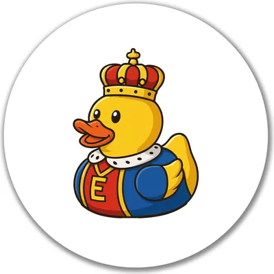 Produktbild von Huuraa Aufkleber Quietscheente König Gummiente King 10cm rund Sticker Geschenkidee
