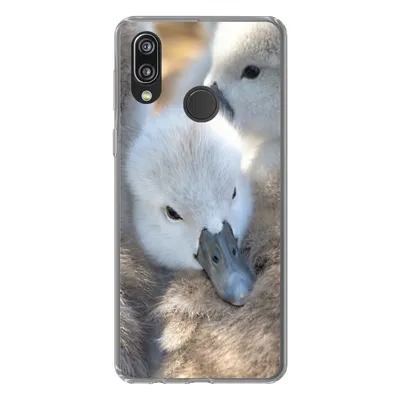 Produktbild von MuchoWow® Handyhülle Schutzhülle Hülle für Huawei P20 Lite (2020) Schwäne - Licht - Küken Silikon Softcase Handy Hülle - Kartenhalter