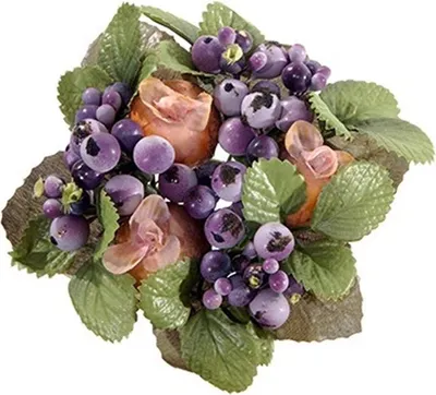 Produktbild von artplants.de Kunst Kerzenkranz Stellan mit Schneebeeren, Knospen, lila-lachs, Ø10cm - Deko Kranz