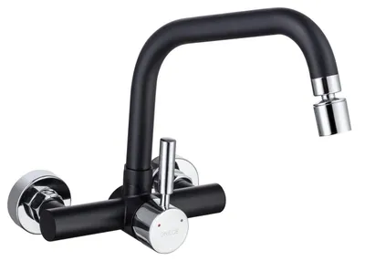 Wand-Küchenarmatur, 2 Strahlarten, schwenkbar, Schwarz