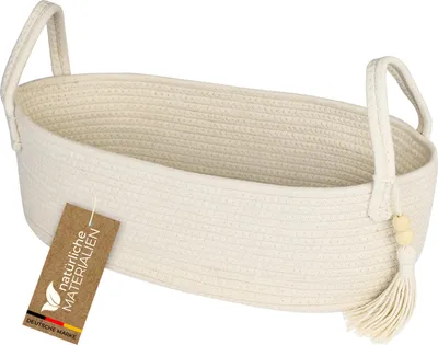 Produktbild von HMF Aufbewahrungskorb Badezimmer, Korb für Toilettenpapier aus Baumwolle, 38,5 x 15,5 x 14 cm, Creme