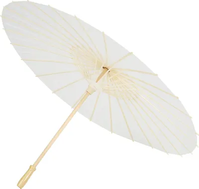 Produktbild von Dekorativer Regenschirm aus weißem Papier, ideal für Hochzeiten, Brautpartys und Fotoshootings, zum Selbermachen und Bemalen.