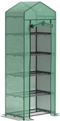 Immagine prodotto di Casetta da giardino in acciaio e policarbonato con porta avvolgibile, 69 x 49 x 193 cm, per balconi, giardini, pomodori, ortaggi e fiori