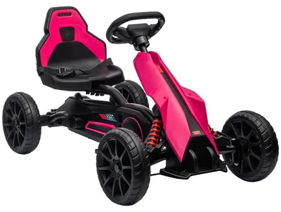Productafbeelding van Go-kart, kindervoertuig met verstelbare stoel, trapauto, trapauto met handrem, 3-8 jaar, buiten, roze