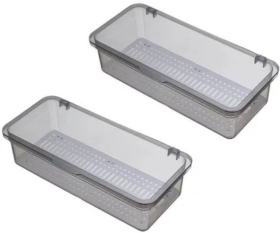 Produktbild von Unyqoos® transparenter 2‑teiliger Besteckkasten mit staubdichtem Deckel und Abtropffunktion für Besteck & Küchenutensilien, leicht tragbar