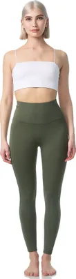 Produktbild von Leggings mit Taschen für Damen, Lange Sport Leggings, High Waist, Yoga Hose in vielen Farben, Laufhose mit hohem Komfort Khakigrün, Größe L/XL