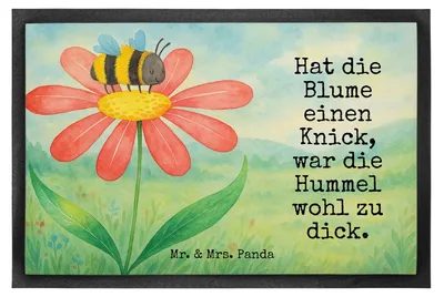 Produktbild von Mr. & Mrs. Panda Türmatte Hummel Blume Design 60 x 90 cm - Weiß - Geschenk, Lustige Sprüche, Wespe, Natur, Bodenvorleger, Fussmatte, Schmutzfangmatte, Fußabtreter, Biene
