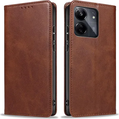 Produktbild von Handyhülle für Xiaomi Redmi 13C Kunstleder Flip Cover Hülle Handytasche Case Kartenfach Farbe: Dunkelbraun