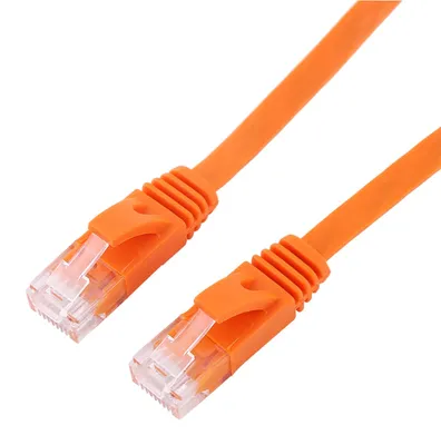 Image de Câble Ethernet CAT6 RJ45 plat pour réseau LAN, câble de raccordement UTP pour routeur, 1000 M, orange, 0,5 m