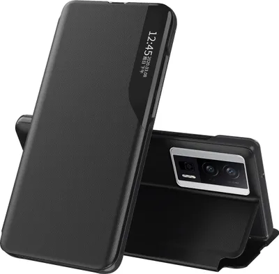 Produktbild von Dünn Flip Stand Cover Kunstleder Schutzhülle für Xiaomi Poco F5 Pro/Redmi K60/K60 Pro Schwarz