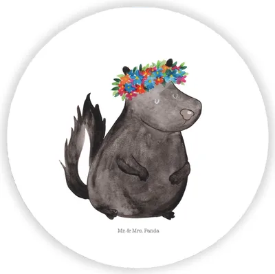 Produktbild von Mr. & Mrs. Panda Kühlschrankmagnet Stinktier Mädchen - Weiß - Geschenk, magnet für fotos, Raubtier, Yoga, whiteboardmagnet, Skunk, Stinker, kühlschrank, Namaste