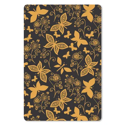 Produktbild von MuchoWow® Mauspad Mousepad Blumen - Schmetterling - Gold - Muster 18x27 cm - Mousepads - Maus Mat - Pad - Mausunterlage