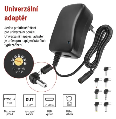 Univerzální pulzní USB napájecí zdroj 2250 mA s hřebínkem