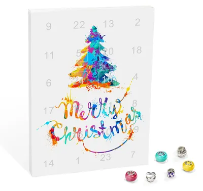 Produktbild von VALIOSA Mode-Schmuck Adventskalender mit Halskette, Armband + 22 individuelle Perlen-Anhänger aus Glas & Metall, Geschenkidee für Mädchen, bunt, 24-teilig (1 Set)