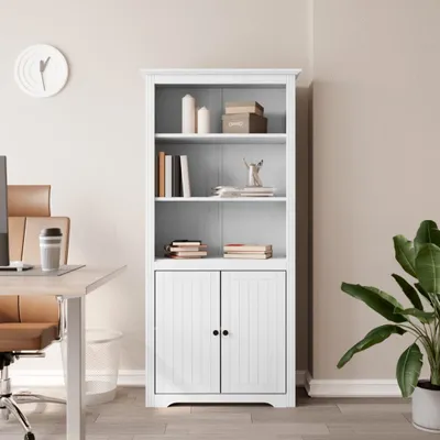 Immagine prodotto di Maison Exclusive - Libreria BODO, bianca, 82x40x173 cm, realizzata in legno massello di pino