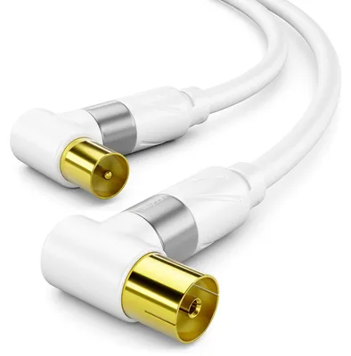 Produktbild von deleyCON 0,5m 4K TV Antennenkabel 2x Winkel - IEC Koaxialkabel HDTV - Weiß