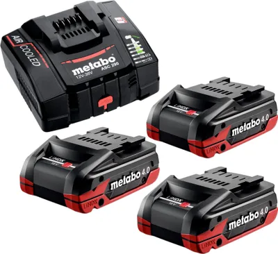 Immagine prodotto di Set base Metabo 3x batteria LiHDX 18 V 4,0 Ah ( 3x 624974000 ) + caricatore ASC 290 ( 627370000 )