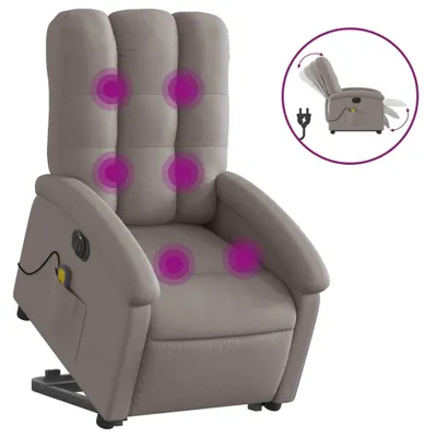 Immagine prodotto di vidaXL Poltrona massaggiante elettrica con ausilio per la posizione eretta Tessuto Taupe