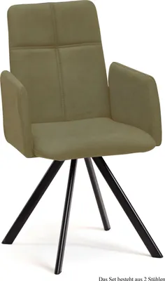 Produktbild von Armlehnstuhl drehbar (2er-Set) Desha 52x92x60 Schwarz/Olivgrün
