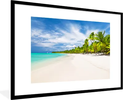 Produktbild von MuchoWow® MuchoWow® Gerahmtes Poster Strand - Meer - Palmen 90x60 cm - Poster mit zchwarzem Bilderrahmen - Wanddekoration - Fotos