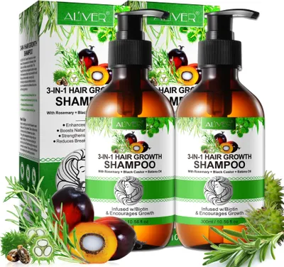 Produktbild von Shampoo 3-in-1 mit Rosmarin Rizinus Batana Öl Biotin Kopfhaut Pflege Haarwachstum, 2x 300ml