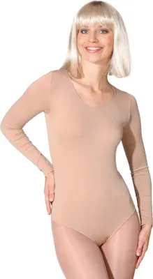 Produktbild von Elastischer Langarm-Body für Kinder und Damen, Body champagner
