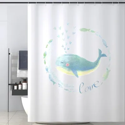Produktbild von LIONMOOD Duschvorhang - Badewannen Vorhang inkl. Haken - Polyester Textil - 180x200cm - Seewelt-Wahle