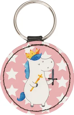 Produktbild von Mr. & Mrs. Panda Schlüsselanhänger Einhorn König mit Schwert - Rot Pastell - Geschenk, Deko, Taschenanhänger, anhänger für schlüssel, Mittelalter, kleiner, Unicorn, mini