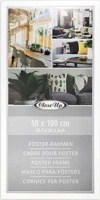 A collage of interior design images and product information for a poster frame.