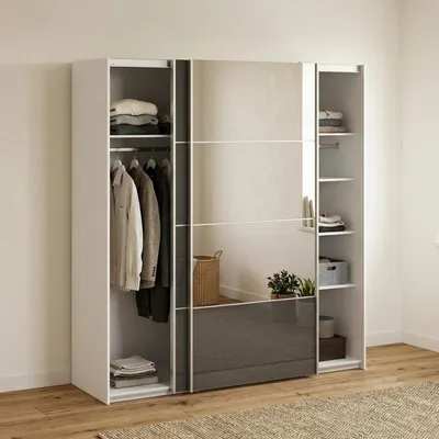 Produktbild von Kleiderschrank 2 Türen - Schlafzimmer Weiß 64x201,5 cm