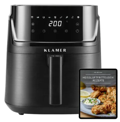 Produktbild von KLAMER Heißluftfritteuse XXL 7,2L, 1650W, 9 Kochprogramme Airfryer