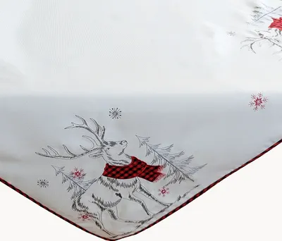 Produktbild von Tischwäsche mit Stickerei Hirsch 85 x 85 cm - rot