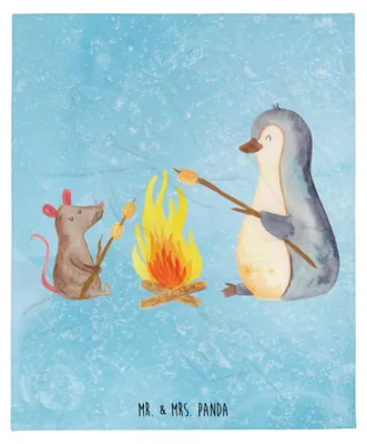 Produktbild von Mr. & Mrs. Panda Plaid Pinguin Lagerfeuer - Eisblau - Geschenk, Maus, Liebe, Decke, Winterdecke, Job, Bettdecke, Lebensspruch, Kuscheldecke, Tagesdecke, Kuschelige, Feuer